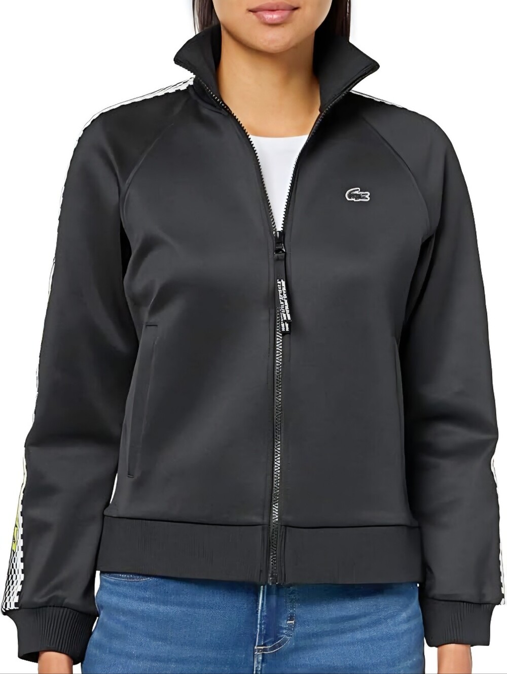 MINT CONDITION!!! LACOSTE Logo Black White Green Relaxed Track Jacket SZ 10(42)